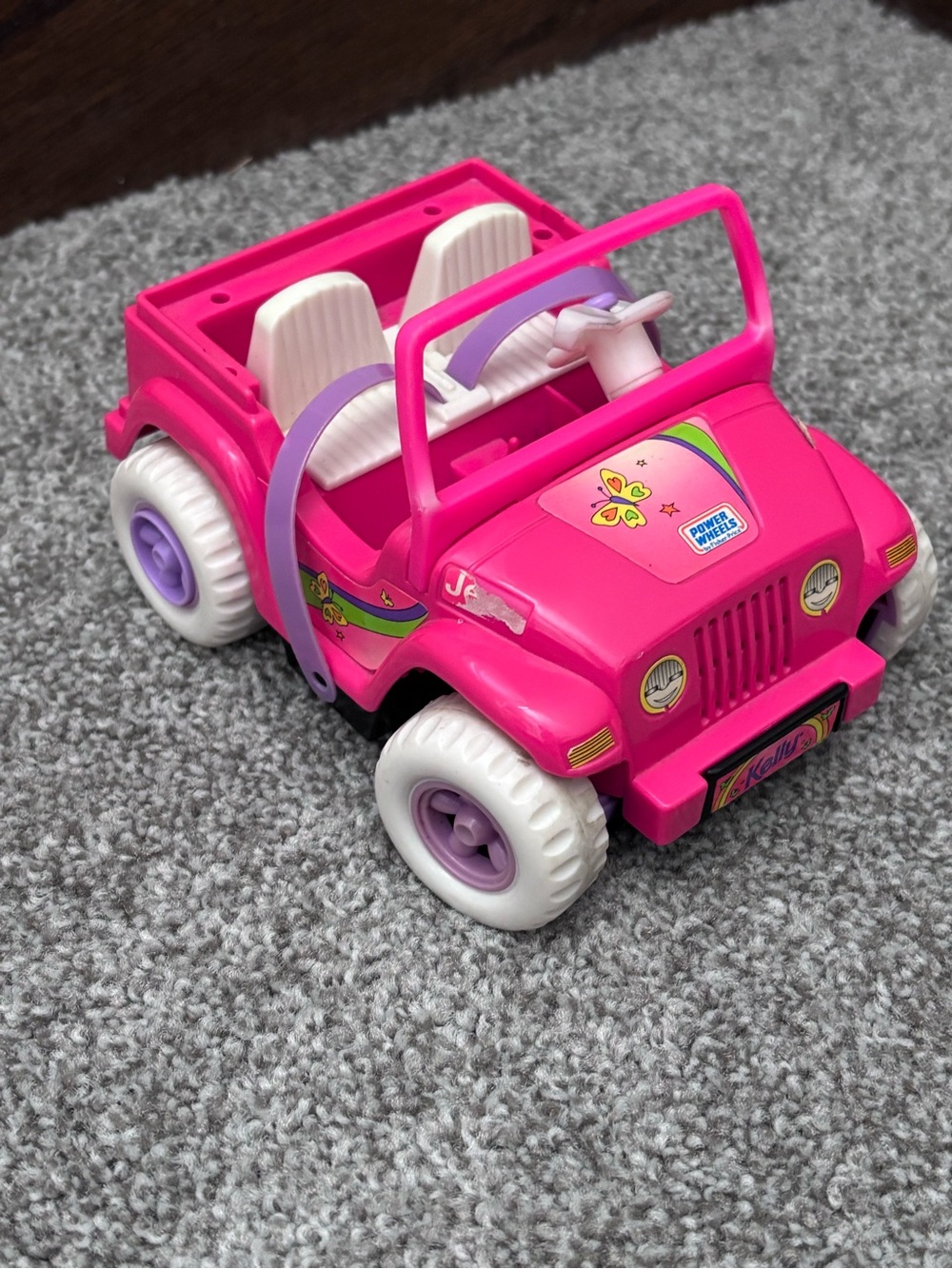 Vintage 1997 Mattel Barbie Kelly Power Wheels Mini Toy Jeep Pink -